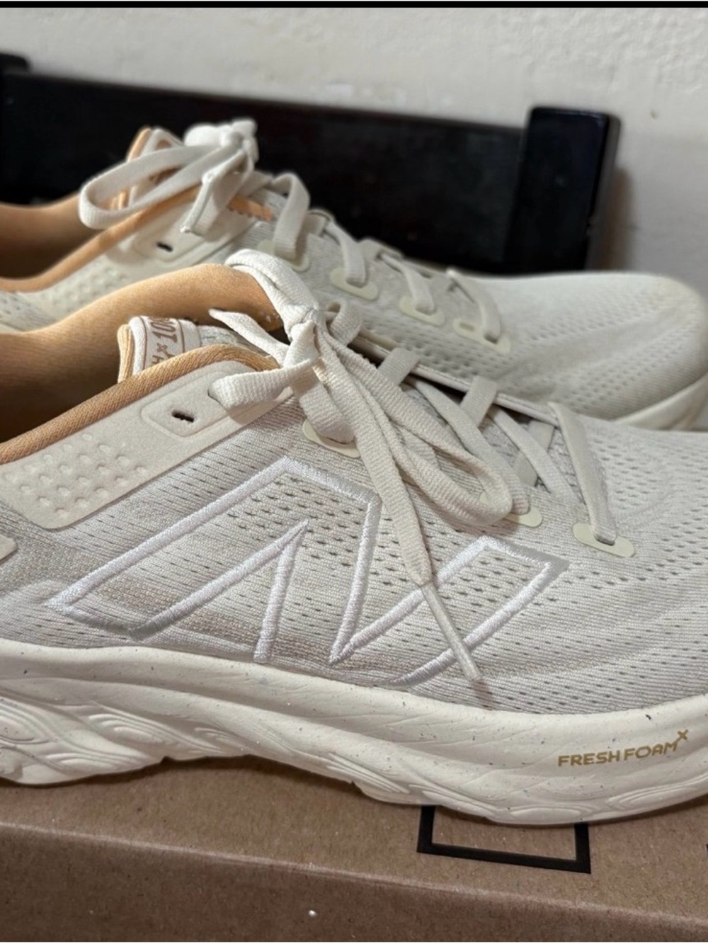 New Balance Sneakers - Cream with Peach Accents